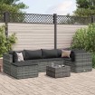 Set de muebles de jardín 7 pzas y cojines ratán sintético gris