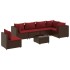 Set muebles de jardín 7 piezas y cojines ratán sintético