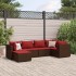 Set muebles de jardín 6 piezas y cojines ratán sintético