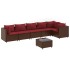 Set muebles de jardín 7 piezas y cojines ratán sintético