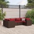 Set muebles de jardín 6 piezas y cojines ratán sintético