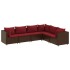 Set muebles de jardín 6 piezas y cojines ratán sintético