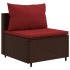 Set muebles de jardín 6 piezas y cojines ratán sintético