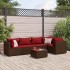 Set muebles de jardín 6 piezas y cojines ratán sintético
