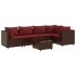 Set muebles de jardín 6 piezas y cojines ratán sintético