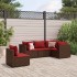 Set muebles de jardín 5 piezas y cojines ratán sintético