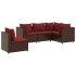 Set muebles de jardín 5 piezas y cojines ratán sintético