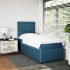 Cama box spring con colchón terciopelo azul oscuro 90x190