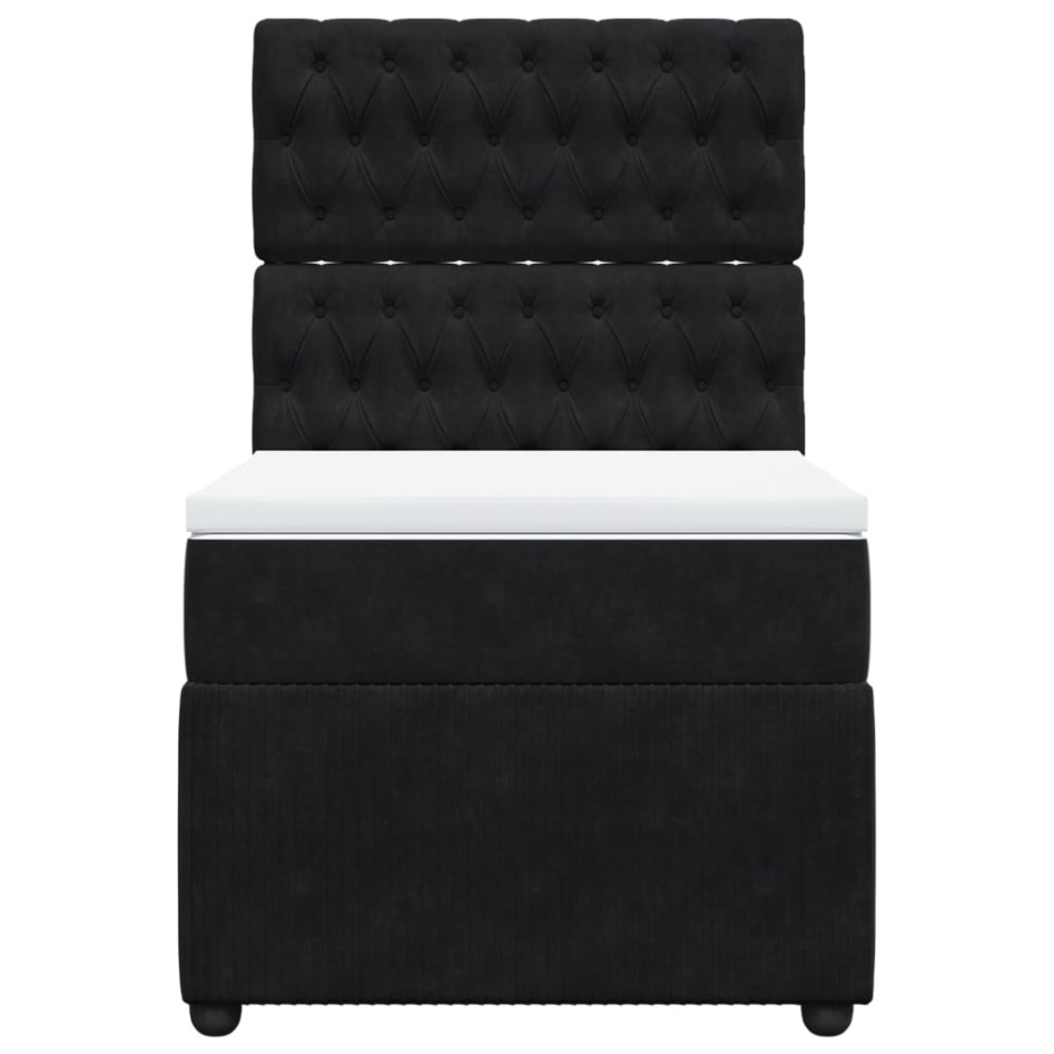 Cama box spring con colchón terciopelo negro 100x200