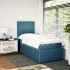 Cama box spring con colchón terciopelo azul oscuro 80x200