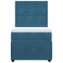 Cama box spring con colchón terciopelo azul oscuro 80x200