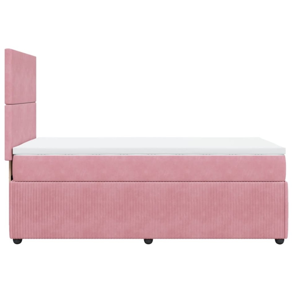 Cama box spring con colchón terciopelo rosa 90x190