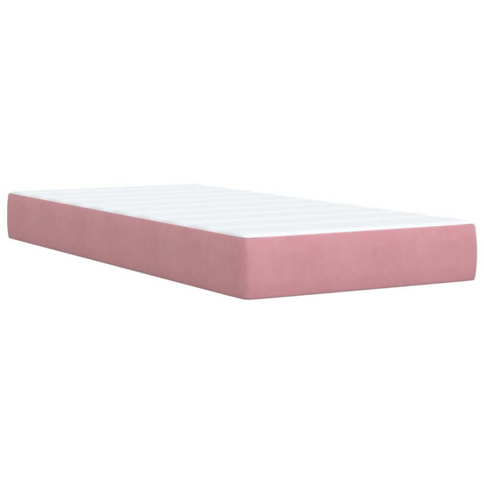 Cama box spring con colchón terciopelo rosa 90x190