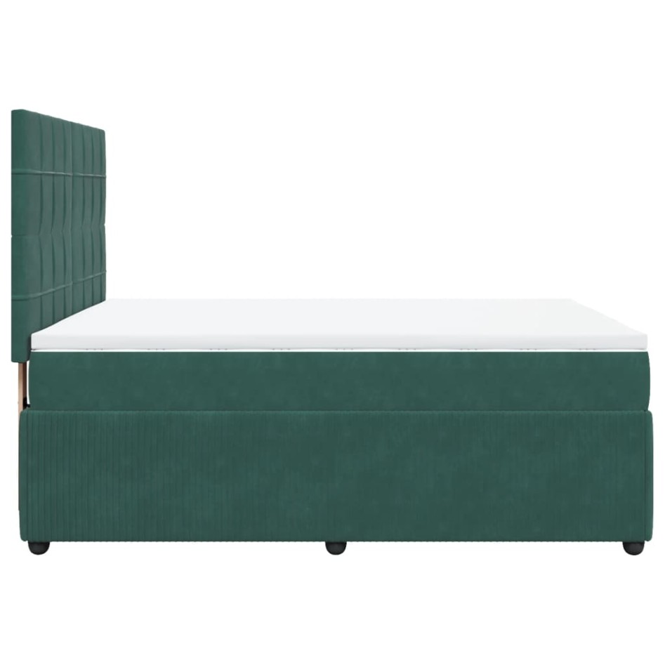Cama box spring con colchón terciopelo verde oscuro 140x190