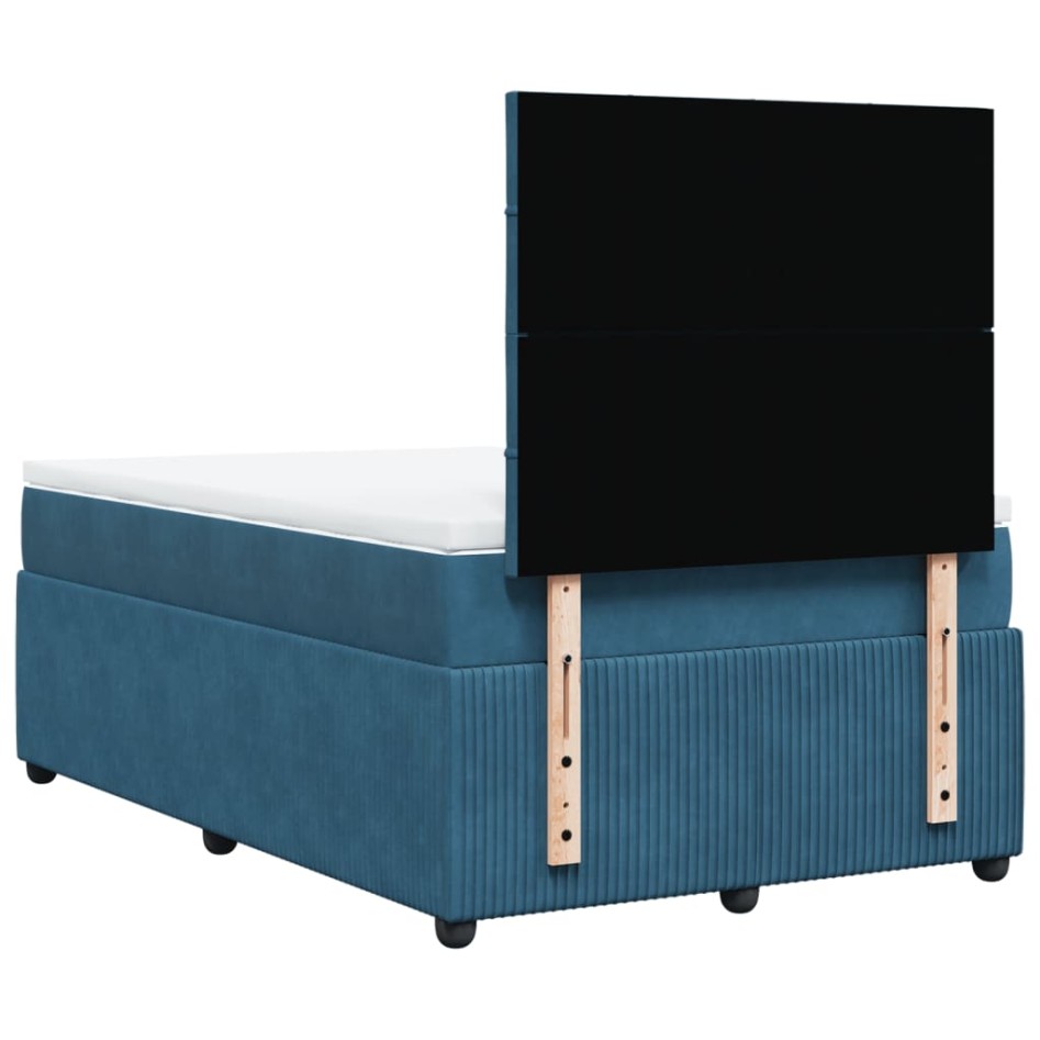 Cama box spring con colchón terciopelo azul oscuro 120x200