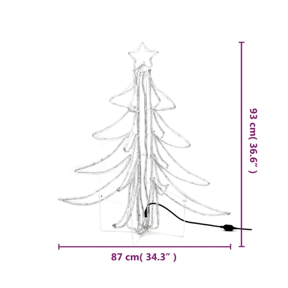 Figura árbol Navidad plegable 2 pzas blanco cálido 87x87x93