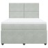 Cama box spring con colchón terciopelo gris claro 140x190