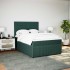 Cama box spring con colchón terciopelo verde oscuro 140x200