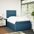 Cama box spring con colchón terciopelo azul oscuro 120x190
