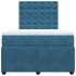 Cama box spring con colchón terciopelo azul oscuro 120x190