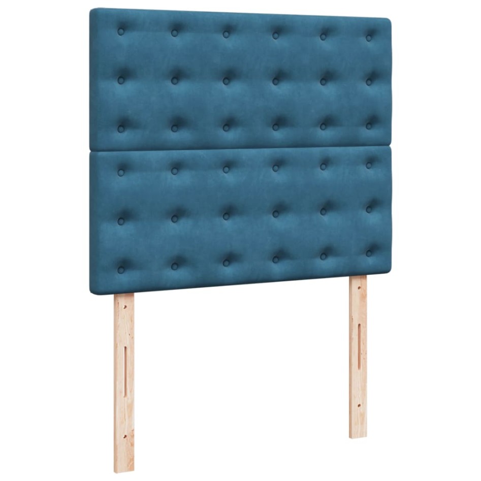 Cama box spring con colchón terciopelo azul oscuro 120x190