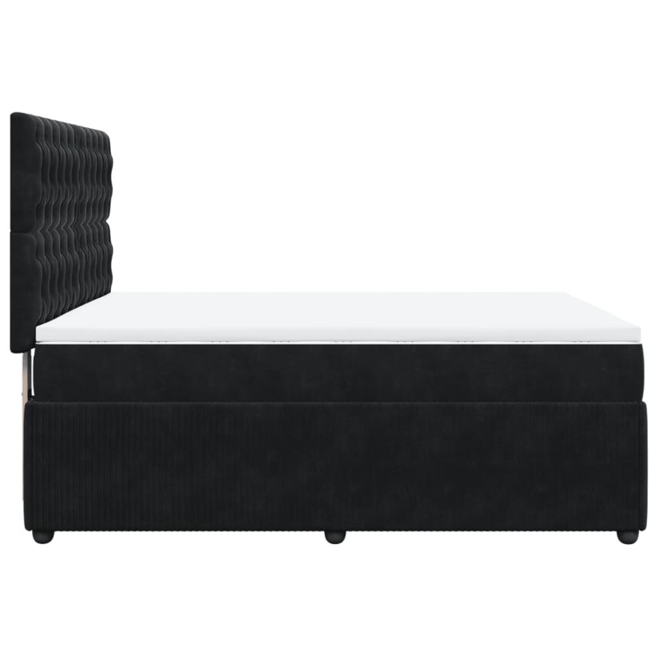 Cama box spring con colchón terciopelo negro 140x190
