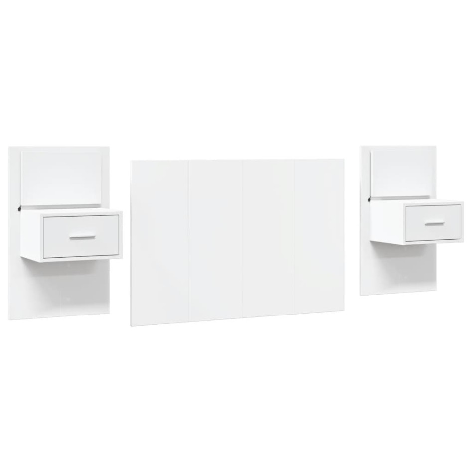 Cabecero de cama con mesitas madera de ingeniería blanco 120