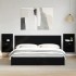 Cabecero de cama con mesitas madera de ingeniería negro 200
