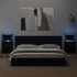 Cabecero de cama con mesitas madera de ingeniería negro 200