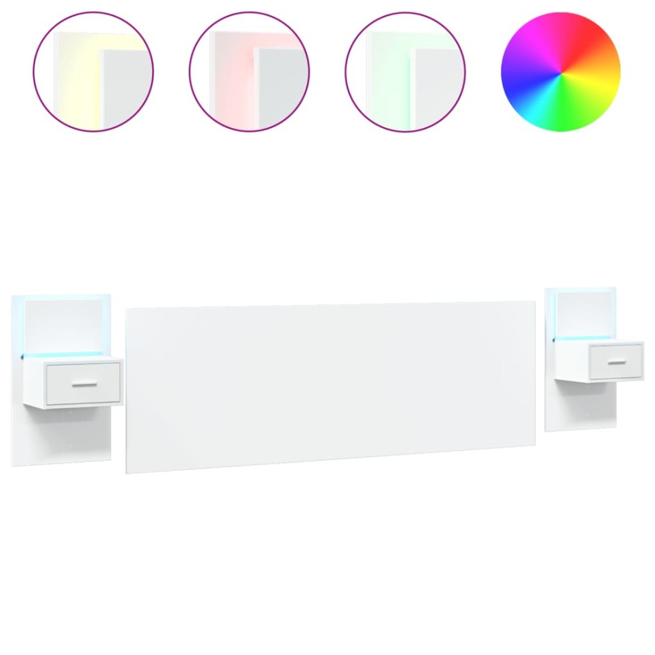 Cabecero de cama con mesitas madera de ingeniería blanco 240