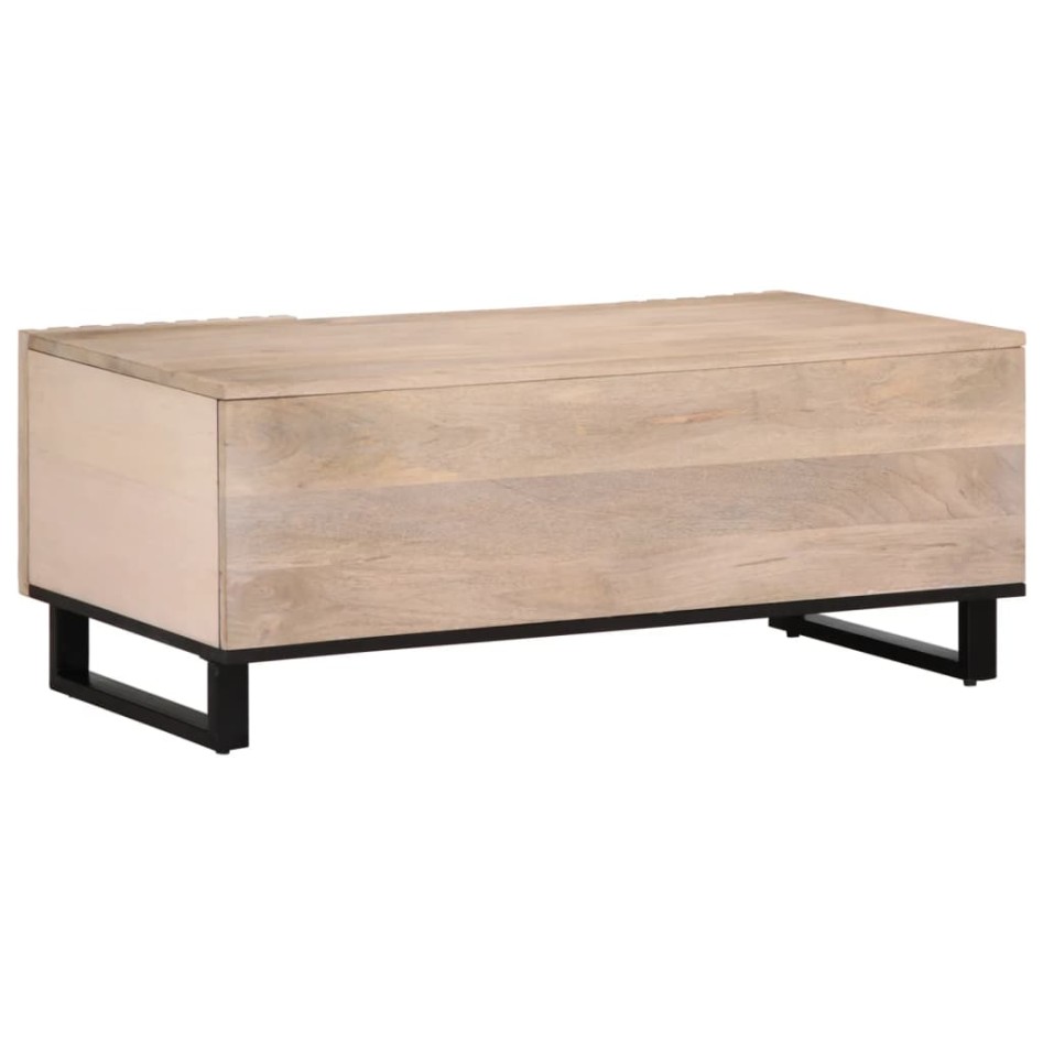 Mesa de centro de madera maciza mango blanco 100x55x40
