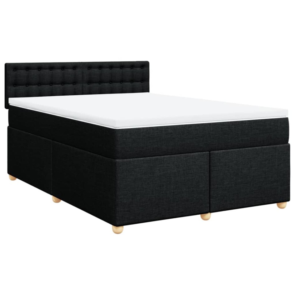 Cama box spring con colchón tela negro 160x200