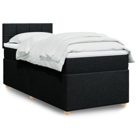 Cama box spring con colchón tela negro 90x200