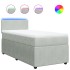 Cama box spring con colchón terciopelo gris claro 90x190