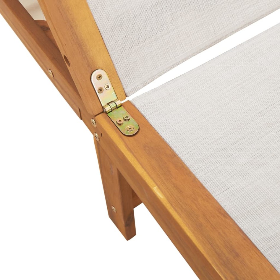 Tumbonas 2 uds con mesa madera maciza acacia y textileno