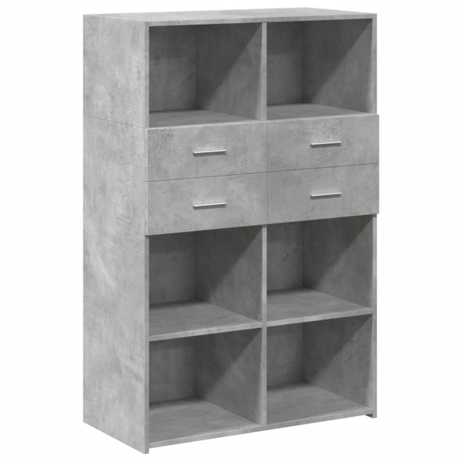 Aparador de madera de ingeniería gris 80x42,5x124