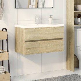 Set de mueble de baño 2 piezas cerámica y madera de