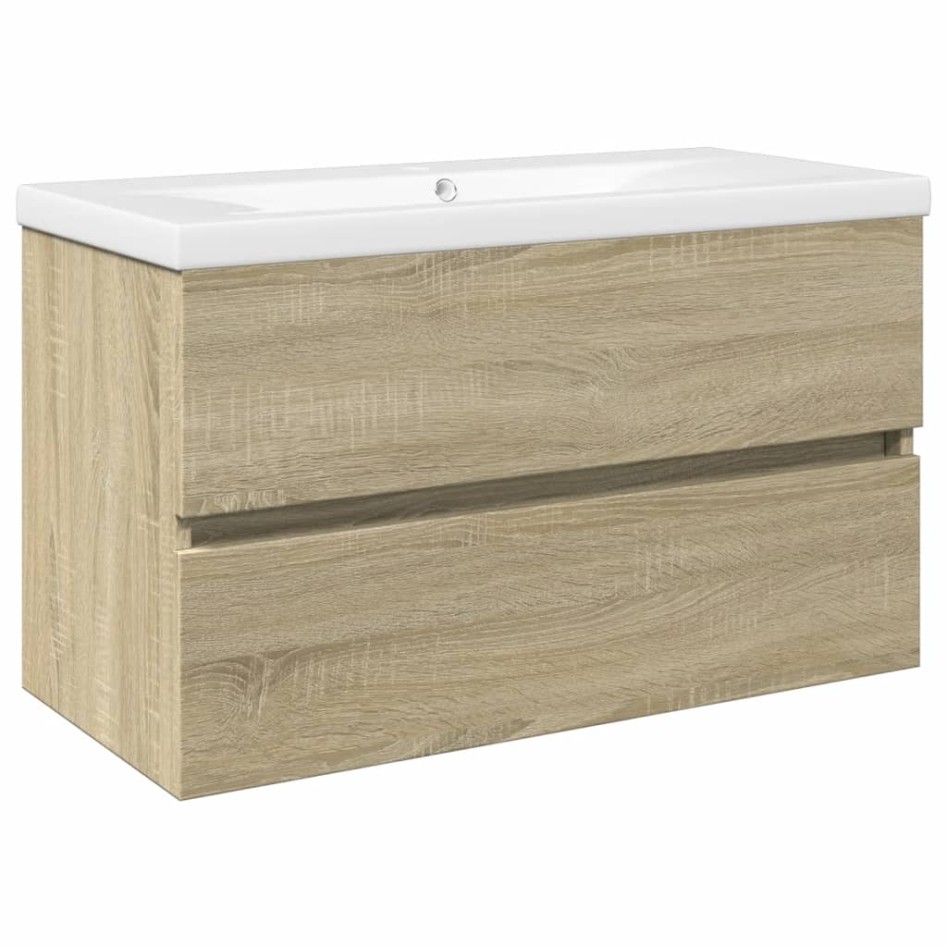Set de mueble de baño 2 piezas cerámica y madera de