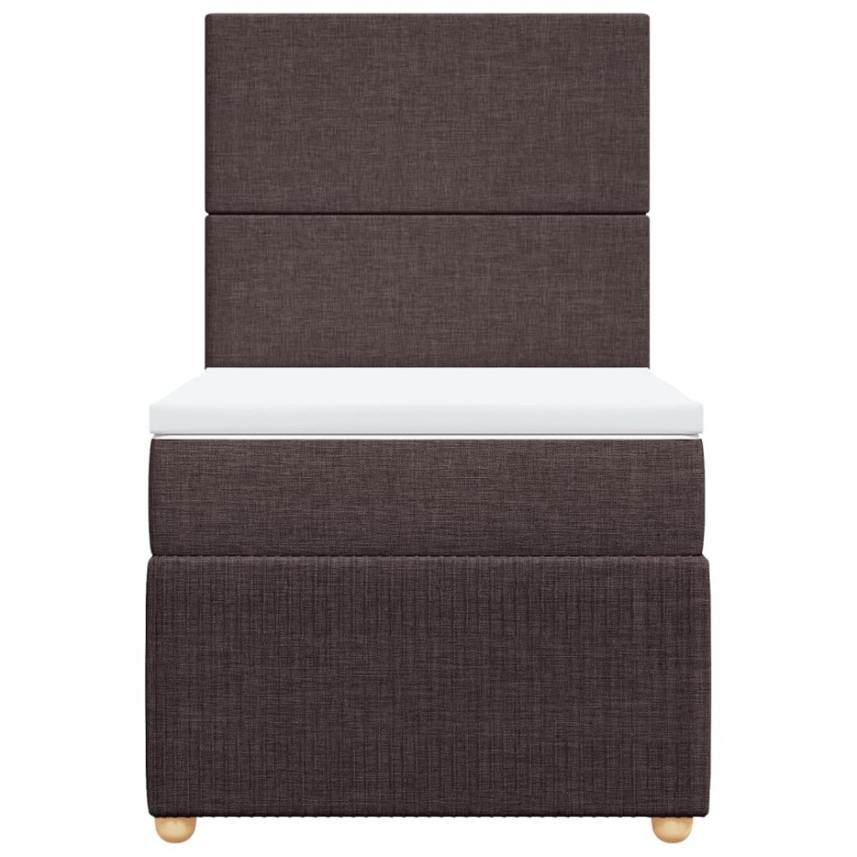 Cama box spring con colchón tela marrón oscuro 90x190