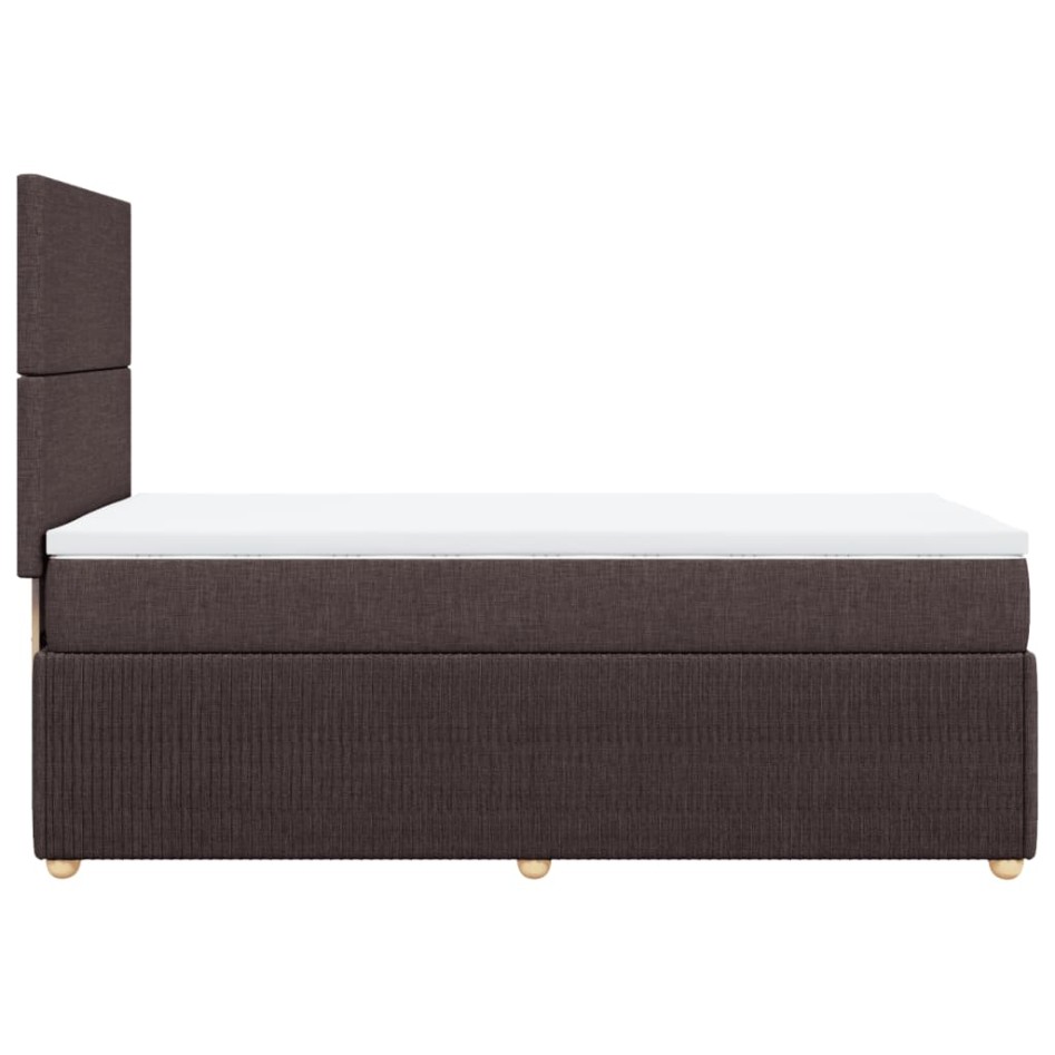 Cama box spring con colchón tela marrón oscuro 90x190
