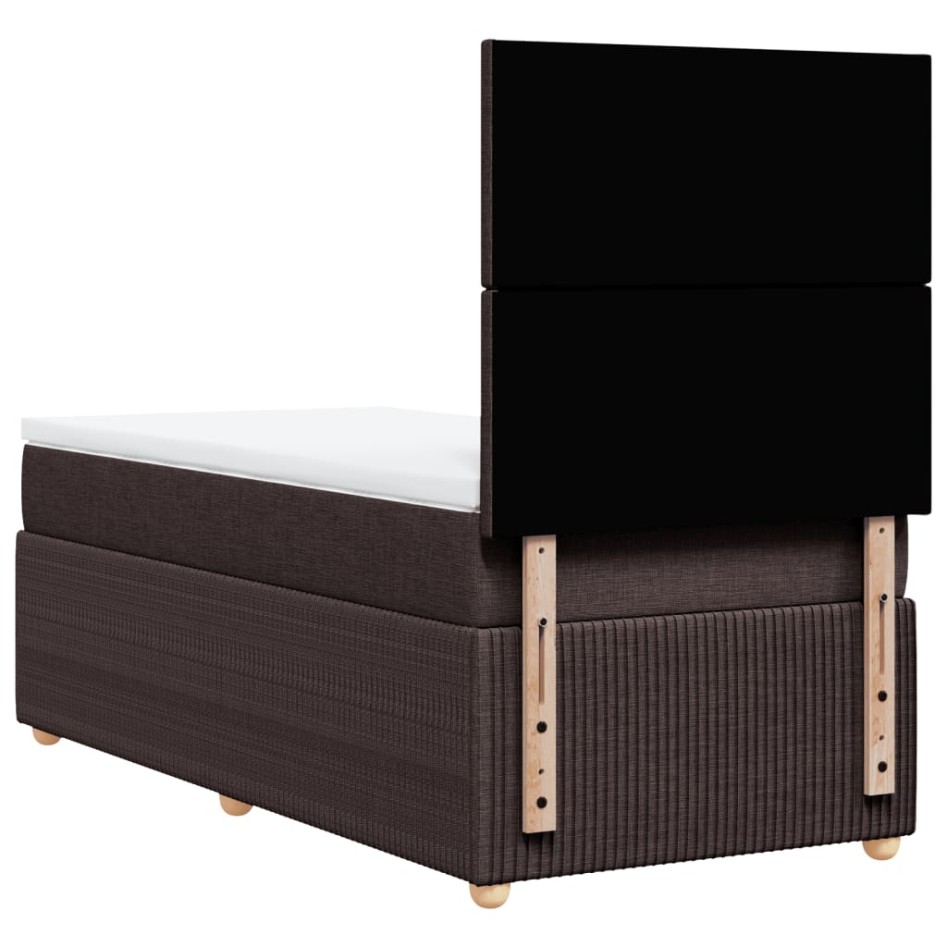 Cama box spring con colchón tela marrón oscuro 90x190