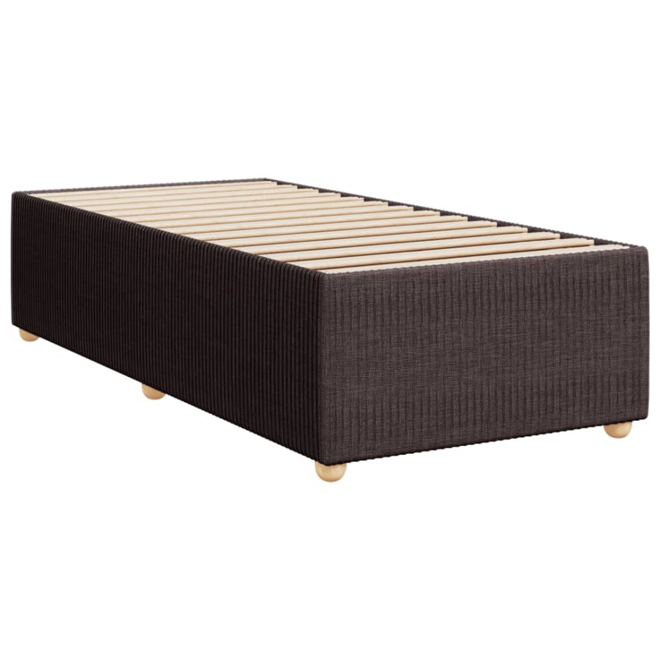 Cama box spring con colchón tela marrón oscuro 90x190