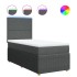 Cama box spring con colchón tela gris oscuro 90x190