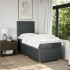 Cama box spring con colchón tela gris oscuro 90x190