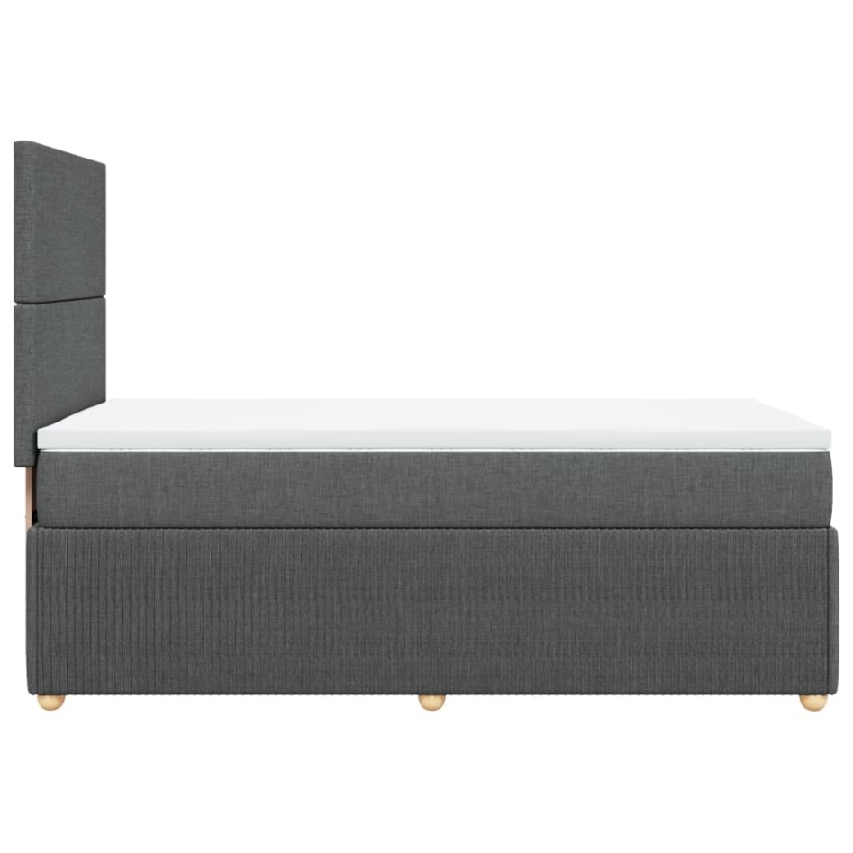 Cama box spring con colchón tela gris oscuro 90x190