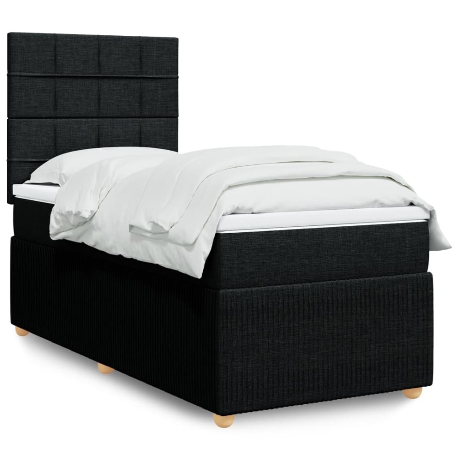 Cama box spring con colchón tela negro 90x190