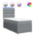 Cama box spring con colchón tela gris claro 90x190