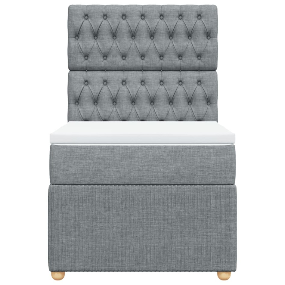 Cama box spring con colchón tela gris claro 90x190