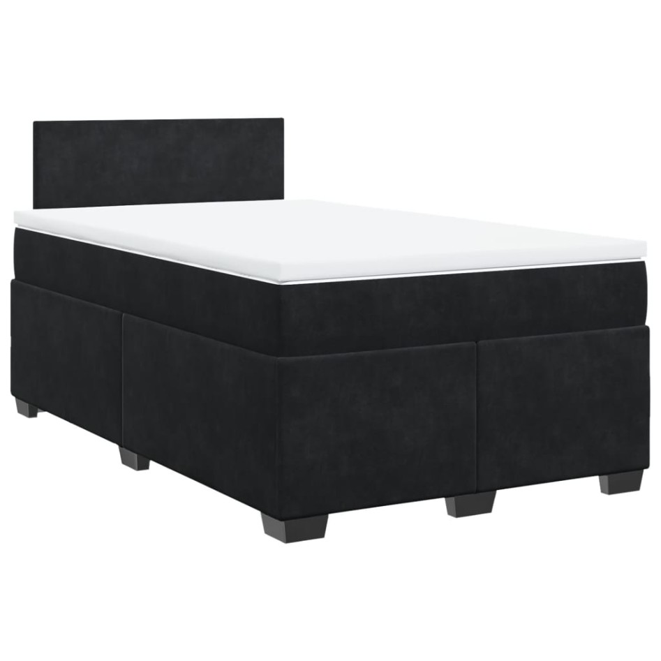 Cama box spring con colchón terciopelo negro 120x190