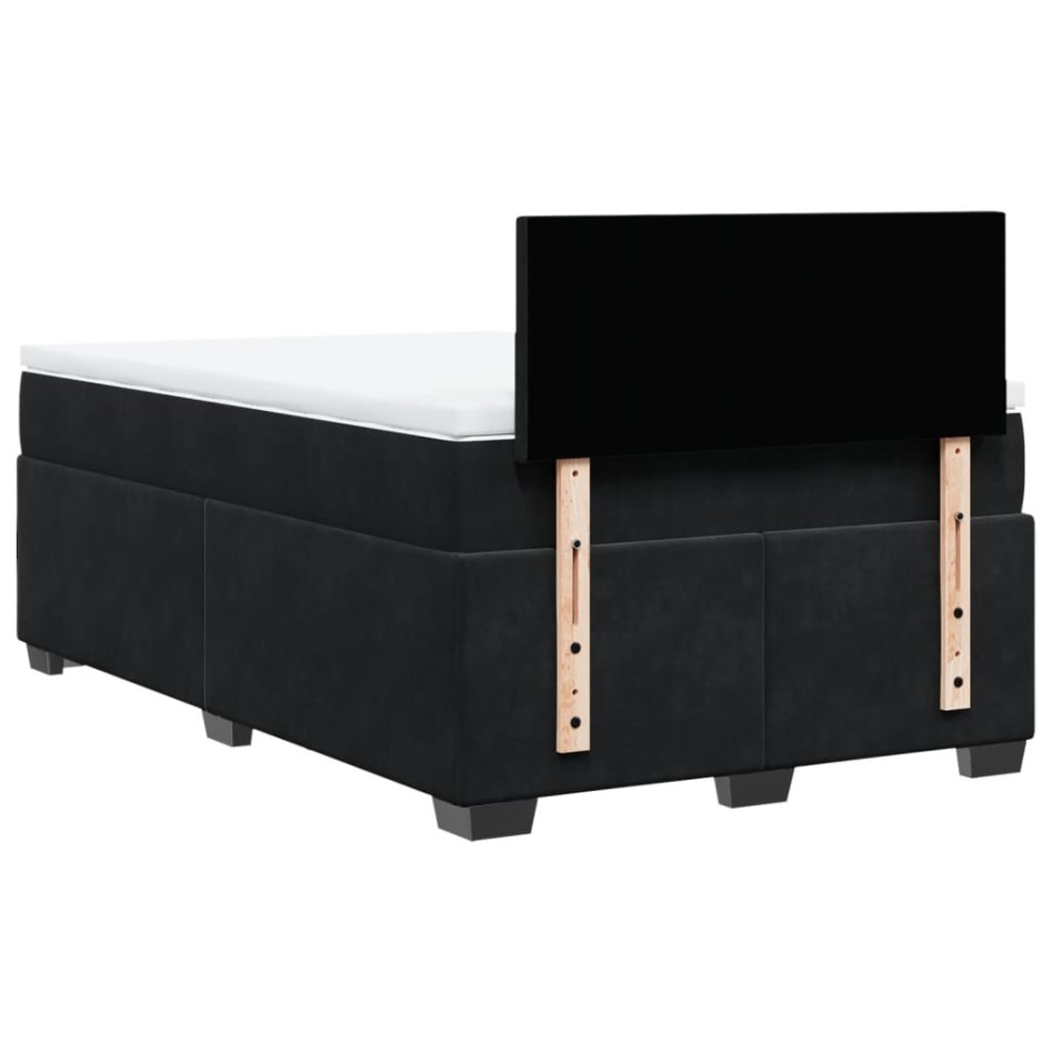 Cama box spring con colchón terciopelo negro 120x190